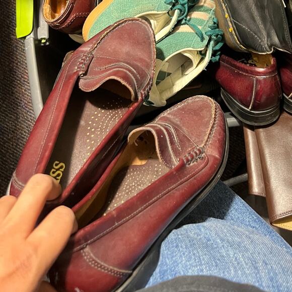 Bass Penny Loafers Shoes Mens Burgundy Red Leather Slip On Comfort Casual main image 4